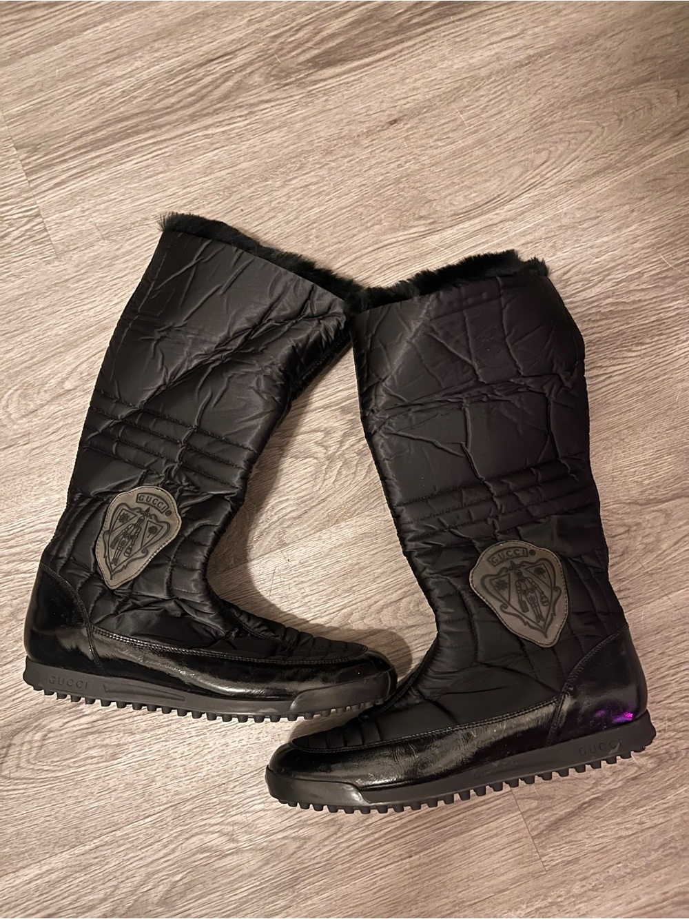 Gucci Black Quilted Fur-Lined Winter Boots